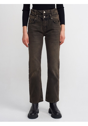 Dilvin Çift Kemerli Stright Denim Pantolon Siyah