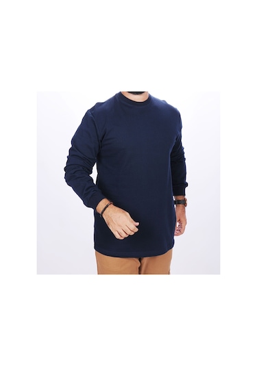 İş Sweatshirt Bisiklet Yaka Lacivert