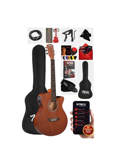 Midex Phx-188Eq Set Masif Ağaç Elektro Akustik Gitar 4/4 Çanta