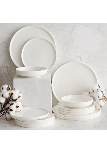 Mudo Home Ephesus Whıte Çukur Tabak Seti 22cm - 6lı Beyaz