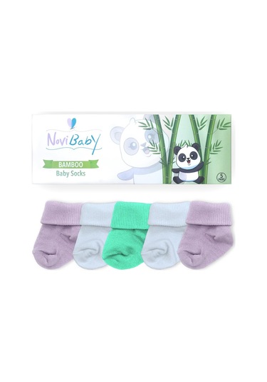 Novibaby 5'li Bambu Yenidoğan Bebek Çorabı I Lili I 0-6 ay "Karışık Renkli"
