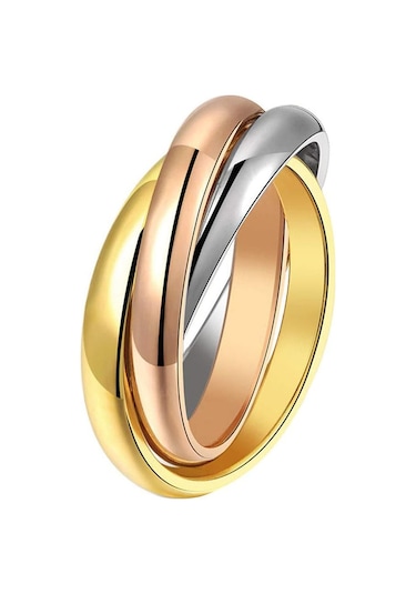 Trinity 3lü Birbirine Geçmeli Sarmal Çelik Stres Yüzük Cl44 Pembe