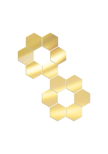 Xiyyadms Altın 12'li Akrilik Hexagon Duvar Sticker Seti - Dıy Ev Dekoru, Odalar/banyolar İçin Yansıtan Dekoratif Yapı, 20x17cm Altın