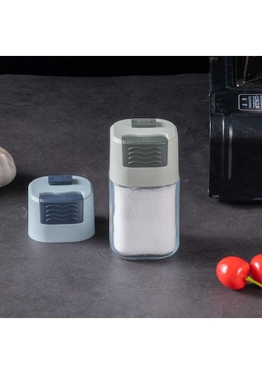 Besthome1 Mavi Kontrol Tuz Şişesi, Pratik Cam Baharat Şişesi Mavi