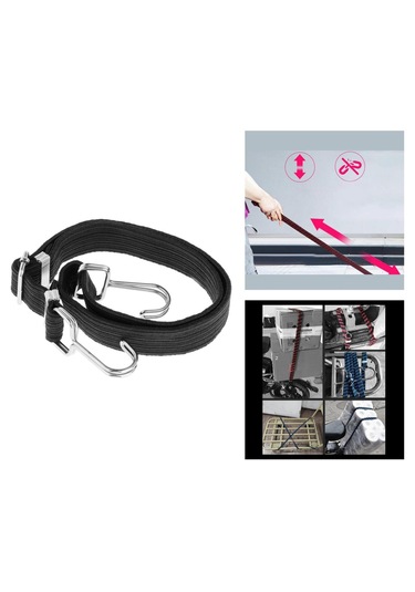 Homyl Ağır Hizmet Tipi Elastik Bungee Cord Kancalı Siyah-1m Siyah 1m Siyah