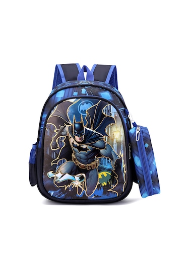 Şık Altın Kaplama Çocuk Okul Çantası Anaokulu İlkokul Öncesi Kırtasiye Çantası Çocuklar İçin Karikatür Sırt Çantası 14 İnç Bronzlaştırıcı Batman