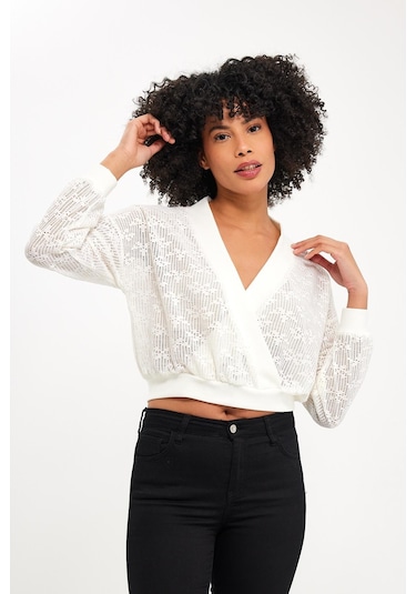 Alexandergardı Kruvaze Yaka Dantel Bluz B23-0095 001