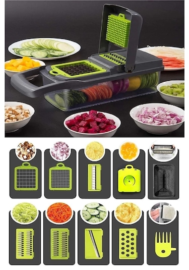 Çok Amaçlı Rende Lüx Küp Rende 13 Parça Hazneli Sebze Doğrayıcı Dicer Dilimleyici Kesici