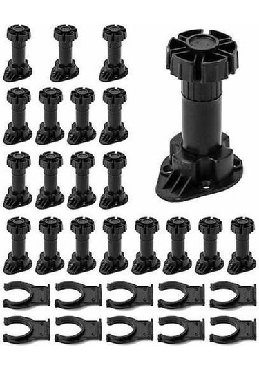 Flybuy 20 Adet Plastik Mutfak Mobilya Ayakları, 10 Sabitleme Braketi, 100-120mm Genişletilmiş Aralık, Dayanıklı Ve Ayarlanabilir -