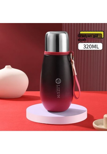 316 Paslanmaz Çelik Termos Bardak Kızlar Yüksek Yüz Değeri Yeni Cep Bardak Gradyan Bayan Öğrenci Taşınabilir Çay Bardağı Gradyan Siyah 320ml