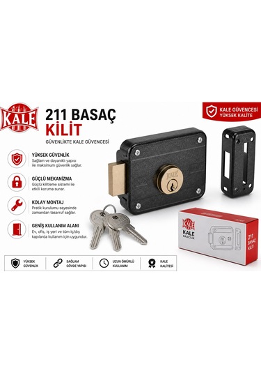 Kale 211 Basaç Kapı Kilidi Dayanıklı Güvenlik Kilidi, Pratik Montaj, Uzun Ömürlü Kullanım
