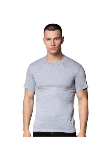 12 Li Paket Cihan Yıldız Erkek Renkli Kısa Kol Sıfır Yaka Atlet 2005 Gri