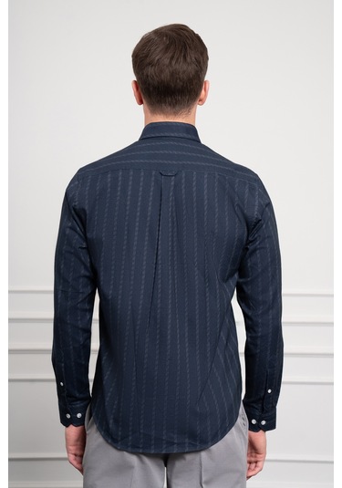 Erkek Lacivert Kışlık Dynamic Fit Düğmeli Yaka Gömlek 25ks004004200 Lacivert Lacivert