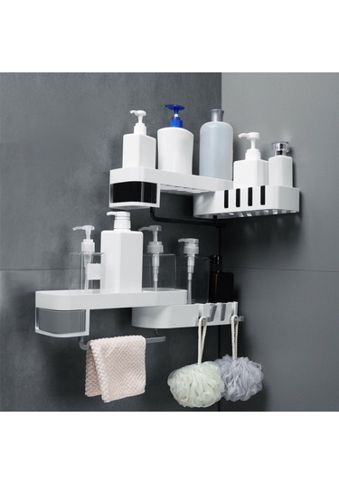 Yaozixa Duvar Montajlı Döner Banyo Dolabı - Delik Olmadan Kurulur, 3 Bölmeli Sınıflandırılmış Depolama, Su Akışı Tasarımı, Siyah Abs Malzeme Diğer