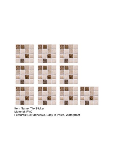 10 Adet Kiremit Etiket Üç Boyutlu Su Geçirmez Kendinden Yapışkanlı Dekoratif Dıy İşaretli Desen Duvar Çıkartma Ev Kaynağı 10cm Diğer