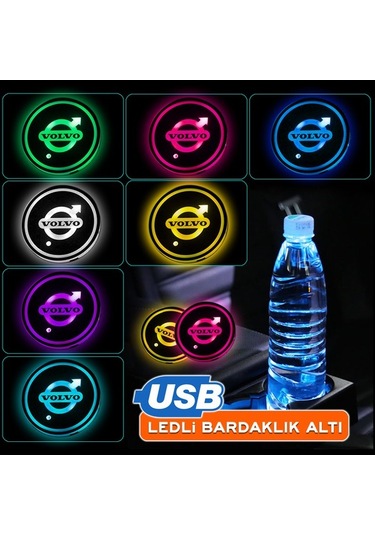 Volvo Uyumlu Ledli Bardaklık Altı Usb Şarjlı 2 Adet