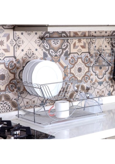Geseus Home İki Katlı Tabaklık Bulaşıklık Krom Şeffaf Kb009 Krom