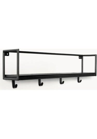 Mango Metal Saclı Askılı Duvar Rafı Siyah