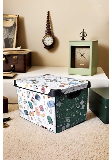 Style Box Memories- 20 L Dolap Içi Saklama,organizer Ve Oyuncak Saklama Kutusu Beyaz - Yeşil