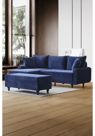 Kagu Corner Flavia Köşe Takımı Puflu Lacivert