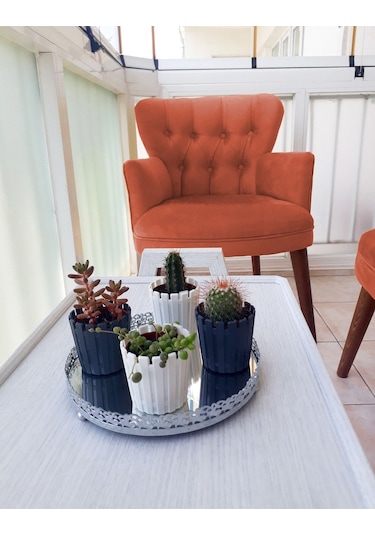 Kayser Home Berjer - Tekli Koltuk - Düz Renk Babyface Kumaş - Ahşap Ceviz Ayak - Turuncu Turuncu