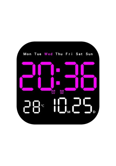 Zilinn Dijital Duvar Saati Led Çalar Saat Zamanlama Fonksiyonlu Büyük Ekran Oturma Odası Ofis Yatak Odası Dekoru İçin Uzaktan Kumandalı Saat Magenta-110 Çok Renki