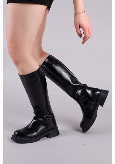 Valonya Düz Çizme Siyah-8558 Siyah