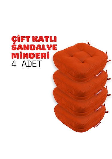 Xpermate 4'lü Çift Kat Sandalye Minderi 42x42x8 Kiremit