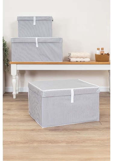 Kapaklı Çok Amaçlı Çamaşır-saklama-düzenleme Vb.hurç, Kutu 50x40x30 - Maxi Model Kutu - Gri Renkli
