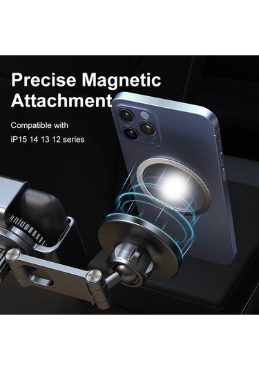 Wondernest Tesla Araba Magsafe Katlanabilir 360 Dönebilen Telefon Tutucu Siyah Siyah