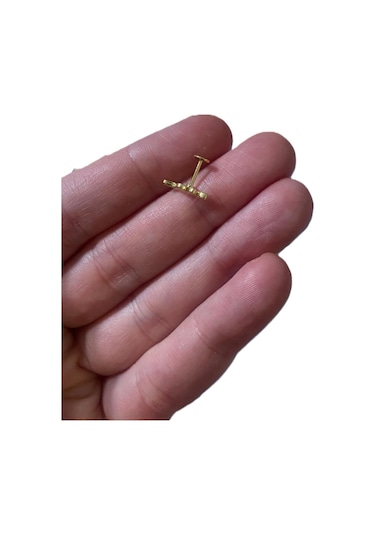 Taşlı Yılan Tasarım Kıkırdak Tragus Helix Pearsing Küpe Altın