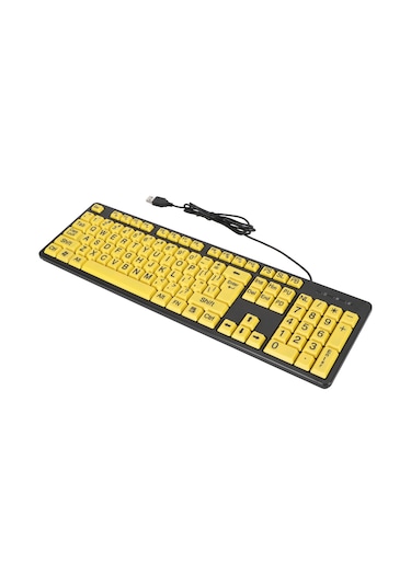 Xindoker Usb Kablo 1.5m Büyük Yazı Tipi 104 Tuşlu Multimedia Fonksiyonlu Masaüstü Dizüstü Bilgisayar Klavyesi Gençler Ve Yaşlılar İçin