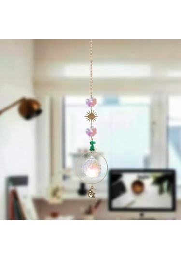 Lijinxu Magideal Kristal Asılı Güneş Kolye Işık Alıcı Ev Dekorasyonu Yeşil