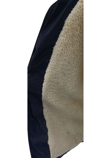 Erkek Çocuk / Kız Çocuk Çapraz Fermuar Model Kapüşonu Çıkabilen İçi Peluş Astarlı Siyah Mont Siyah