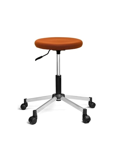 Türksit Amortisörlü Tabure Dökme Sünger File Metalik Gri Boyalı Ayak Turuncu