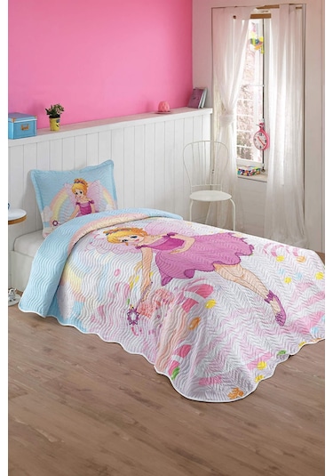 Örtüm Pinkgirl Tek Kişilik Kapitone Yatak Örtüsü Takımı - Pembe
