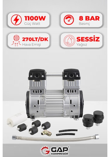 Kompresör Kafası Sessiz Ve Yağsız G1100w
