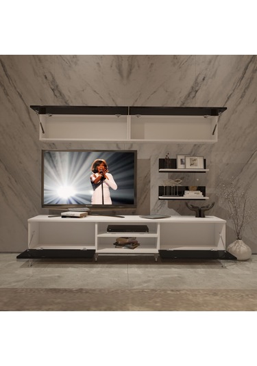Decoraktiv Eko 5 Mdf Dvd Silver Tv Ünitesi Tv Sehpası Beyaz - Siyah