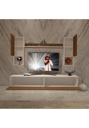 Decoraktiv Eko 5dab Mdf Std Tv Ünitesi Tv Sehpası Beyaz - Ceviz