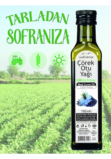 Lavendrose %100 Saf ve Doğal Soğuk Sıkım Çörekotu Yağı 100 ML