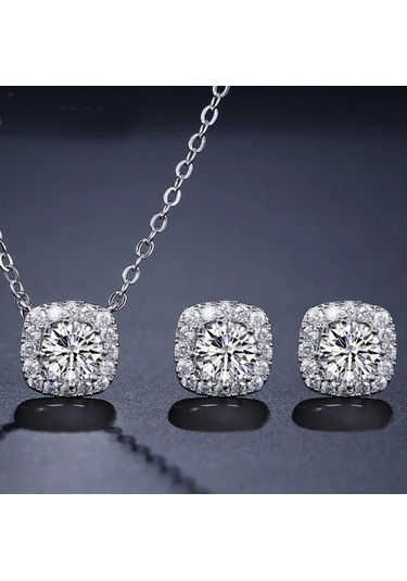 Monemel Kristal Taşlı Kolye N01243 Gümüş