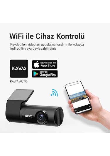 Kawa D6 3K 1620P 145° Geniş Açı Lens DSI-2 Gece Görüşlü G-Sensörlü WDR WiFi Araç Kamerası