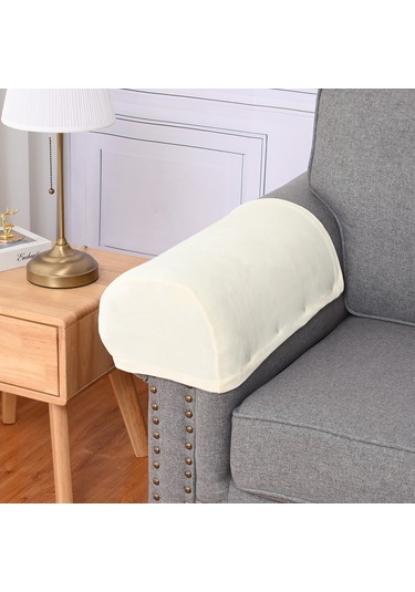 Gajeena Ev Kullanıma İçin Yıkanabilir, Kaymaz, Dört Mevsim Uygun, Esnek Polyester Koltuk Kol Koruması 1 Çift + 10 Adet Çivi, Bej Rengi Bej