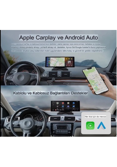 Carplay & Android Auto Destekli Çift Kameralı Araç İçi Monitör
