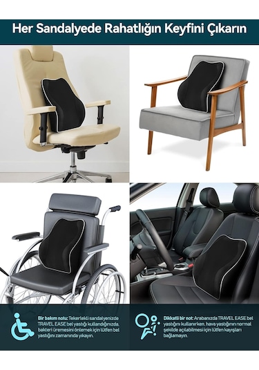 Tcherchi Ergonomik Bel Desteği Minderi, Araba Koltuğu İçin Hafızalı Köpük Sırt Desteği, Anti-statik Kılıflı Sırtlık Ofis Oyun Koltuğu