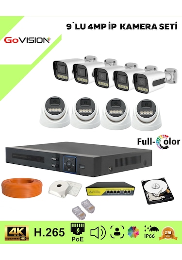 Go Vision 9'lu 5mp 4k Ultra İp Kamera Seti