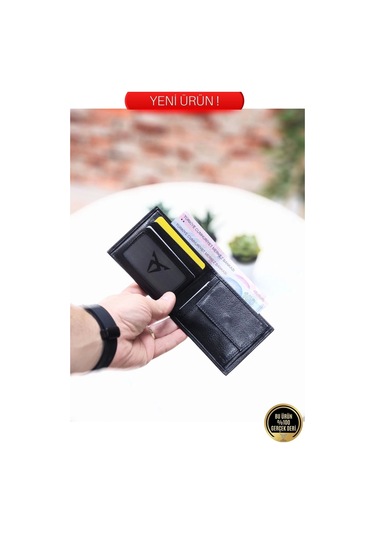 Gerçek Hakiki Deri Kaliteli 1.sınıf Bozuk Para Cepli Yatay Model Cüzdan Kartlık Portföy Siyah