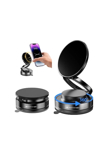 Metalik Magsafe Telefon Tutucu Tüm Yüzeylerle Uyumlu Vakumlu 360 Dönen Oynar Başlık Renkli