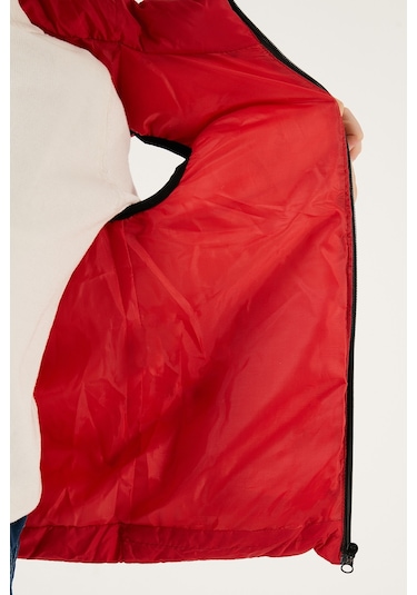 Lela Fermuarlı Kapüşonlu Cepli Şişme Unisex Çocuk Yelek 5761983 Kırmızı