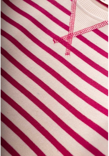 Cigit Çizgili Karyoka Detaylı Mevsimlik 2 - 12 Yaş Kız Çocuk Sweatshirt Fuşya